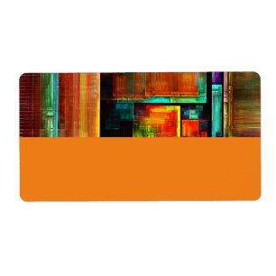 Etiqueta Padrão Moderno de Abstrato de Arte Quadrados Color