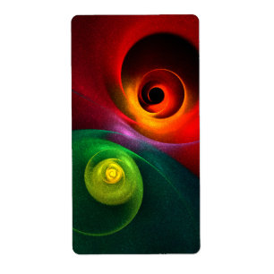 Etiqueta Padrão Moderno de Abstrato de Arte Yin Yang Verde