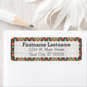 Etiqueta Padrão Mosaico Laranja Vermelho Turquesa Russo Cab