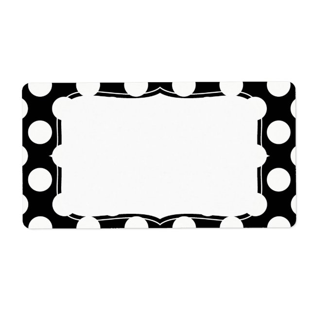 Etiqueta Padrão na moda Black and White Bolinhas (Frente)