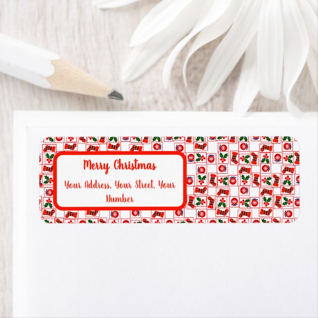 Etiqueta Padrão natalício festivo (Insitu)