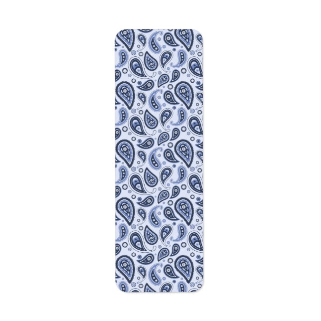 Etiqueta Padrão Paisley Azul (Frente)