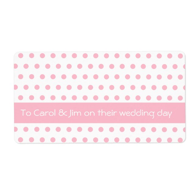 Etiqueta Padrão Polkadot Rosa Bebê (Frente)