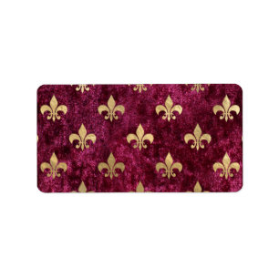 Etiqueta Padrão Red Velvet Fleur De Lis Mardi Gras Orleans