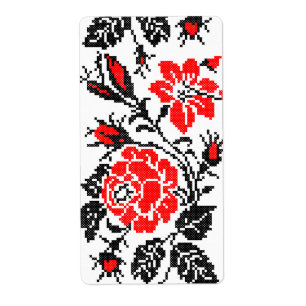 Etiqueta Padrão Russo Rosa vermelho&preto