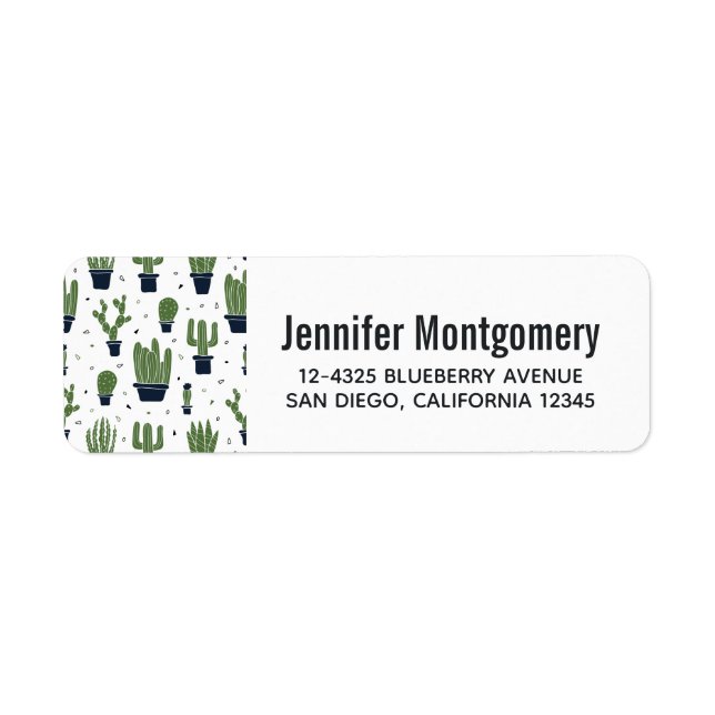 Etiqueta Padrão Rustic Dark Green Cactus Desert (Frente)