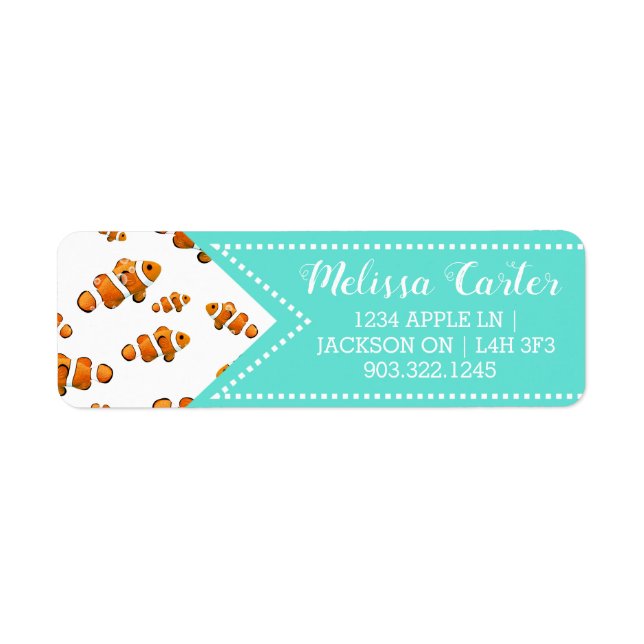 Etiqueta Padrão Tropical de Palhaço e Bolhas (Frente)