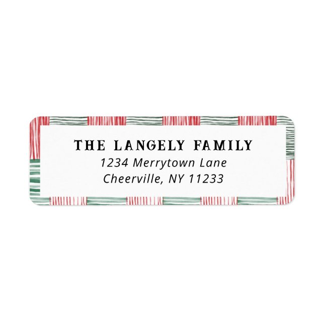 Etiqueta Padrão Uma Foto de Faixa Verde Vermelha (Frente)