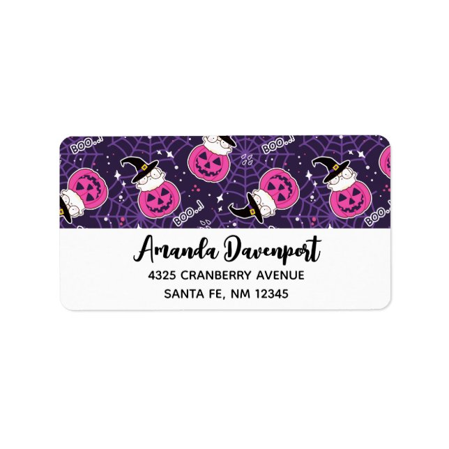 Etiqueta Padrões de Halloween para gatos e abóboras lindos (Frente)