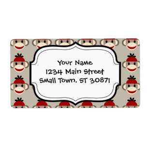 Etiqueta Padrões Felizes De Macaco Vermelho Sorrindo De Di