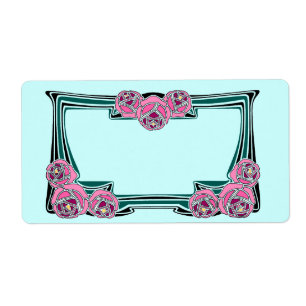 Etiqueta painel cor-de-rosa do art deco