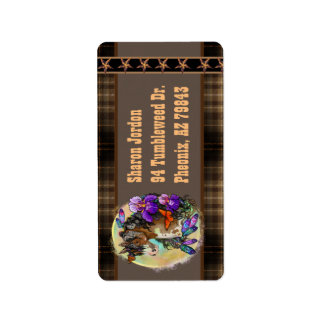 Etiqueta Paint Horse Mustang com Íris e borboletas