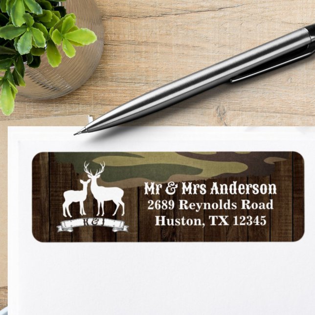 Etiqueta País Ocidental Veado A Caça Está Sobre Casamento (Western Country Deer The Hunt Is Over Wedding Label)