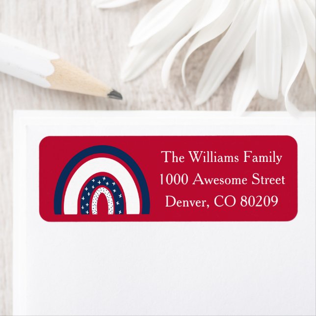 Etiqueta País Patriótico Vermelho Branco Azul Americano Arc (Insitu)