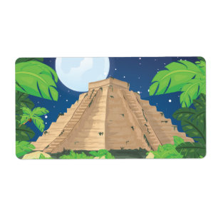 Etiqueta Paisagem cartográfica da Pirâmide Aztec