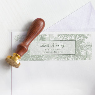 Etiqueta Paisagem Clássica de Toile Verde Sálvia Casamento