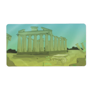 Etiqueta paisagem de desenho animado de Atlantas