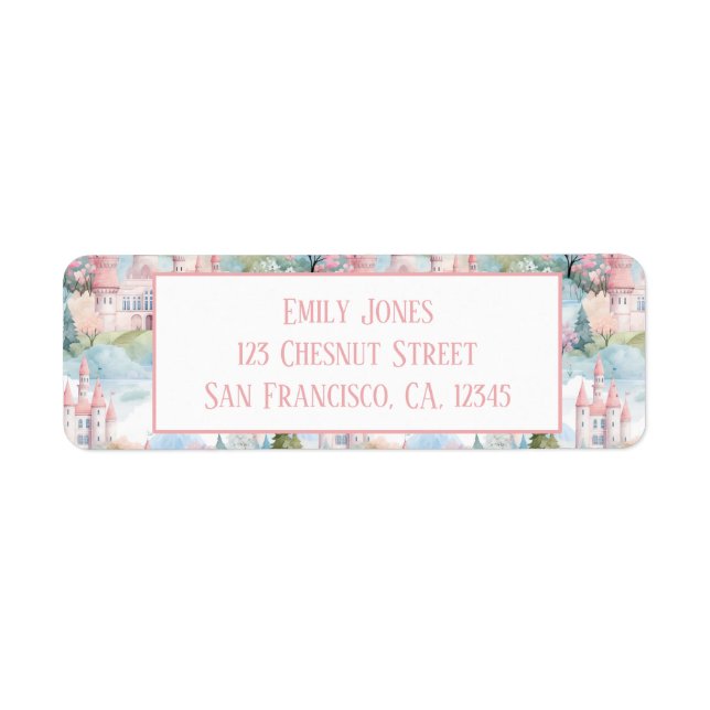 Etiqueta Paisagem Encantadora do Castelo - Endereço de Reto (Frente)