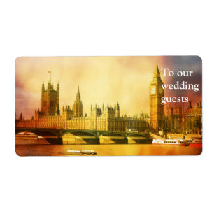 Etiqueta Palácio Westminster e Ponte com Big Ben