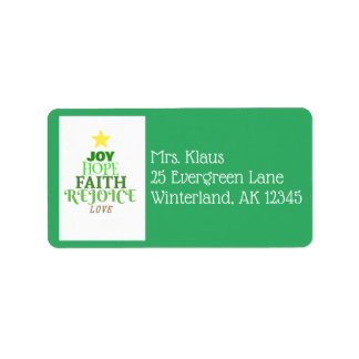 Etiqueta Palavras de Natal Árvore de Natal