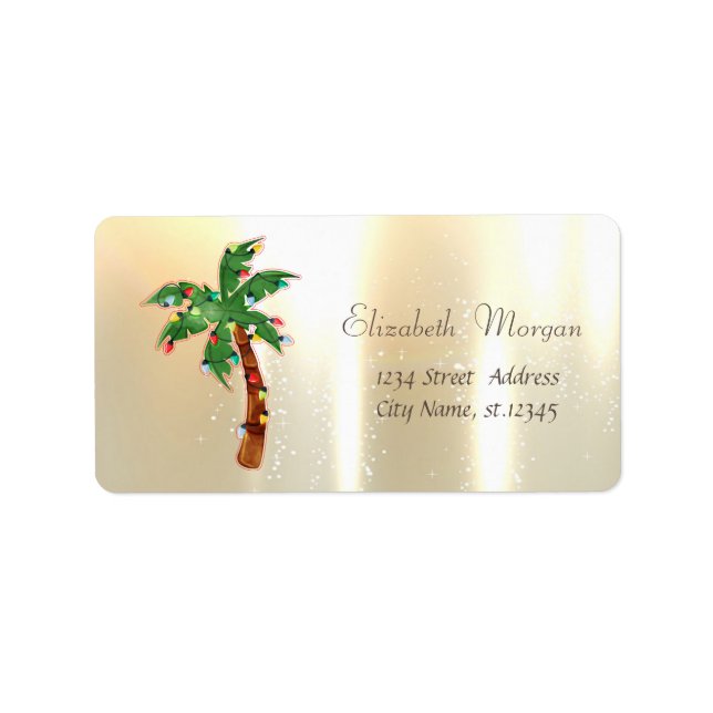 Etiqueta Palm Palm Palm Palm Luzes Douradas (Frente)