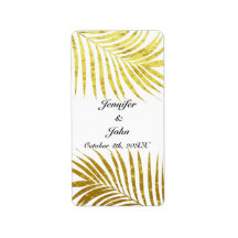 Palm Tree Foliage Gold Foil Deixa Branco Casado