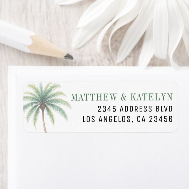 Etiqueta Palm Tree Island Destination Green Wedding (Insitu)
