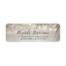 Etiqueta Palm Tree Leaves e String Lights Beach Party