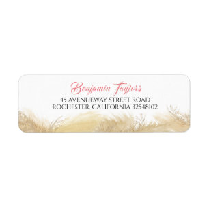 Etiqueta Pampas Grass Watercolor Exótico