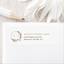 Etiqueta Pampas Grass Wedding Boho Monograma