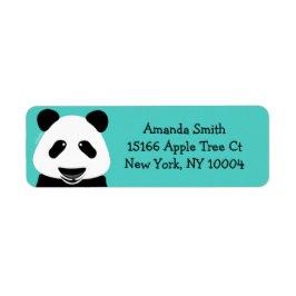 Etiqueta Panda Bear Modern Teal