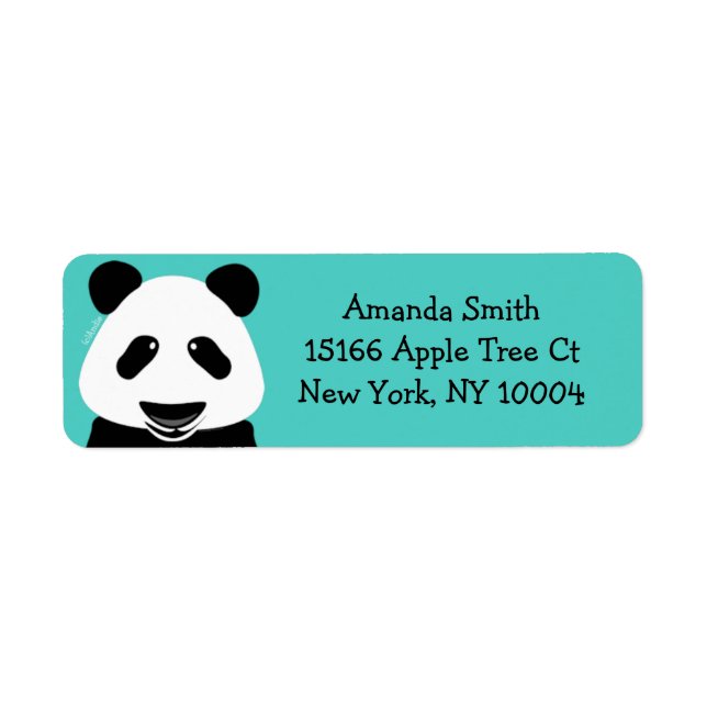 Etiqueta Panda Bear Modern Teal (Frente)