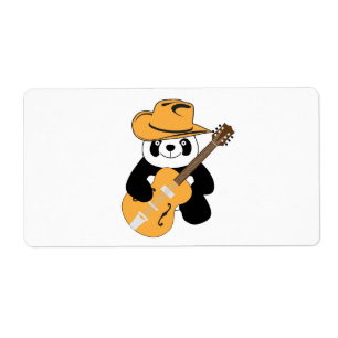 Etiqueta Panda engraçada com violão