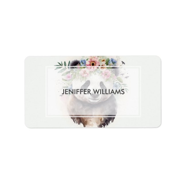 Etiqueta Panda Flowers Watercolor                     (Frente)