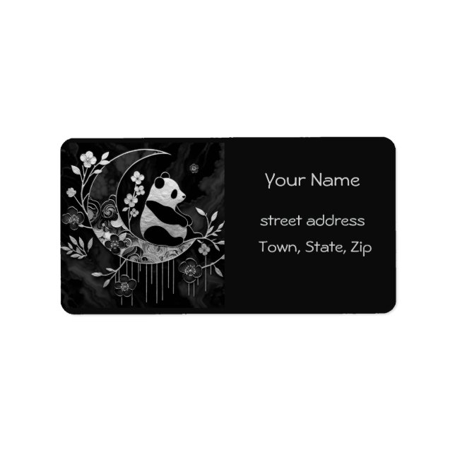 Etiqueta Panda Negra e Branca na Lua (Frente)