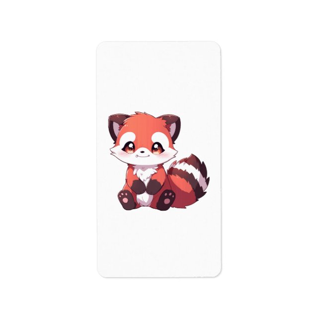 Etiqueta  panda vermelho fofo (Frente)