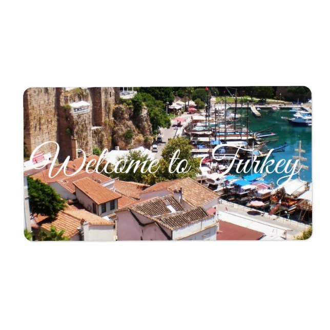 Etiqueta Panorama da cidade antiga Kaleici de Antalya (Frente)