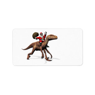 Etiqueta Papai Noel Andando Em Deinonychus