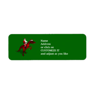 Etiqueta Papai Noel Andando Um Dinossauro