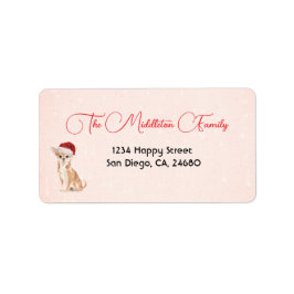Etiqueta Papai Noel Chihuahua Vermelho Feliz Natal