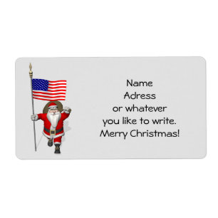 Etiqueta Papai Noel com a bandeira dos EUA