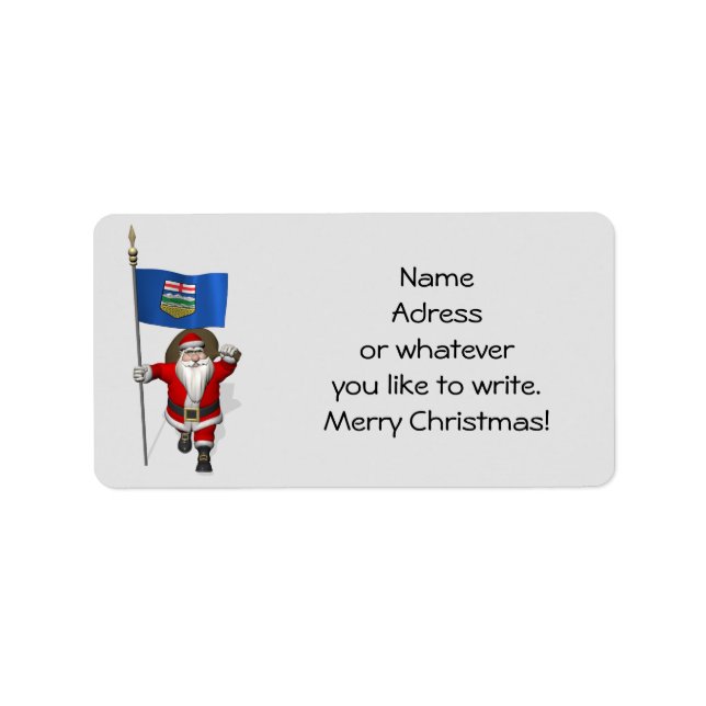 Etiqueta Papai Noel Com Bandeira De Alberta (Frente)