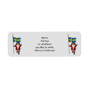Etiqueta Papai Noel Com Bandeira De Suecia