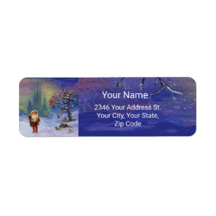 Etiqueta PAPAI NOEL do Natal do azul dos GNOMOS