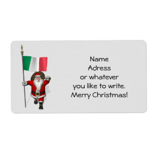Etiqueta Papai Noel doce com a bandeira de Italia