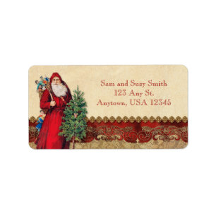Etiqueta Papai noel e árvore do vintage