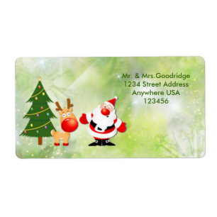Etiqueta Papai noel e Rudolf do Natal