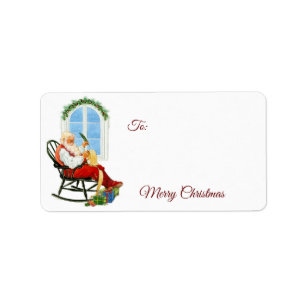 Etiqueta Papai Noel em Rocking Cadeira Endereço