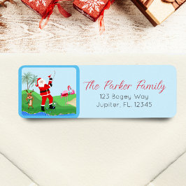 Etiqueta Papai Noel Jogando Fora da Água Com Festa de Marti