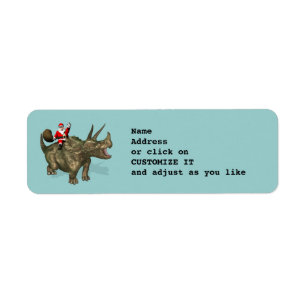 Etiqueta Papai Noel Montado em Triceratops